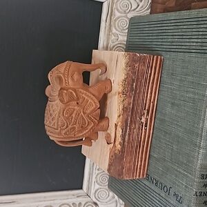 Vintage Kadam Hand Carved Wood Elephant  made in India.